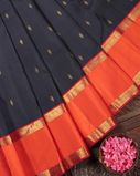 Midnight Blue Handwoven Kanjivaram Silk Saree T3677614