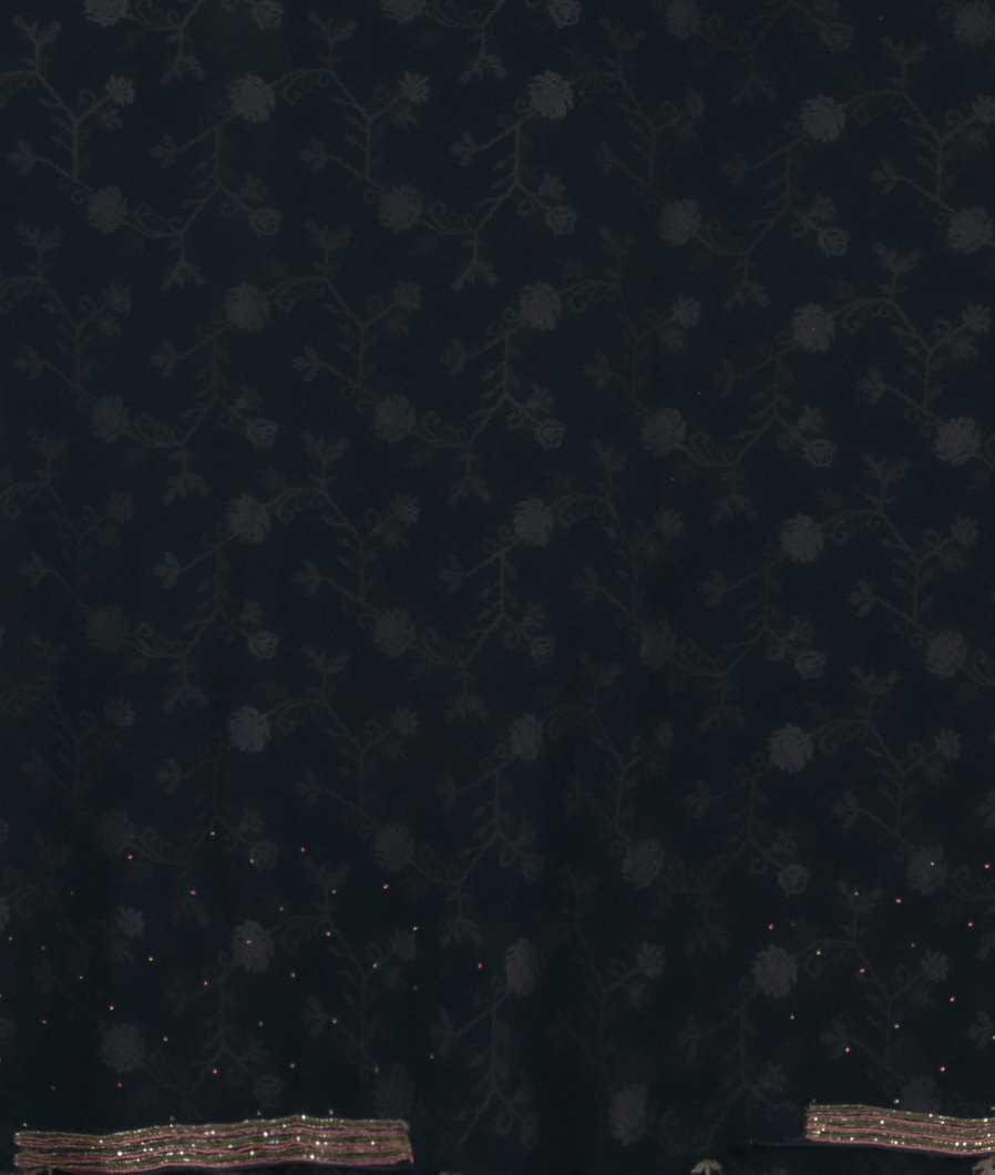 Black Georgette Silk Embroidery Saree T3546223