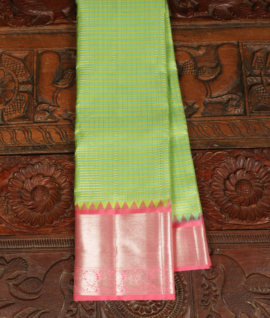 Green and Yellow Handwoven Kanjivaram Silk Saree T367699-image