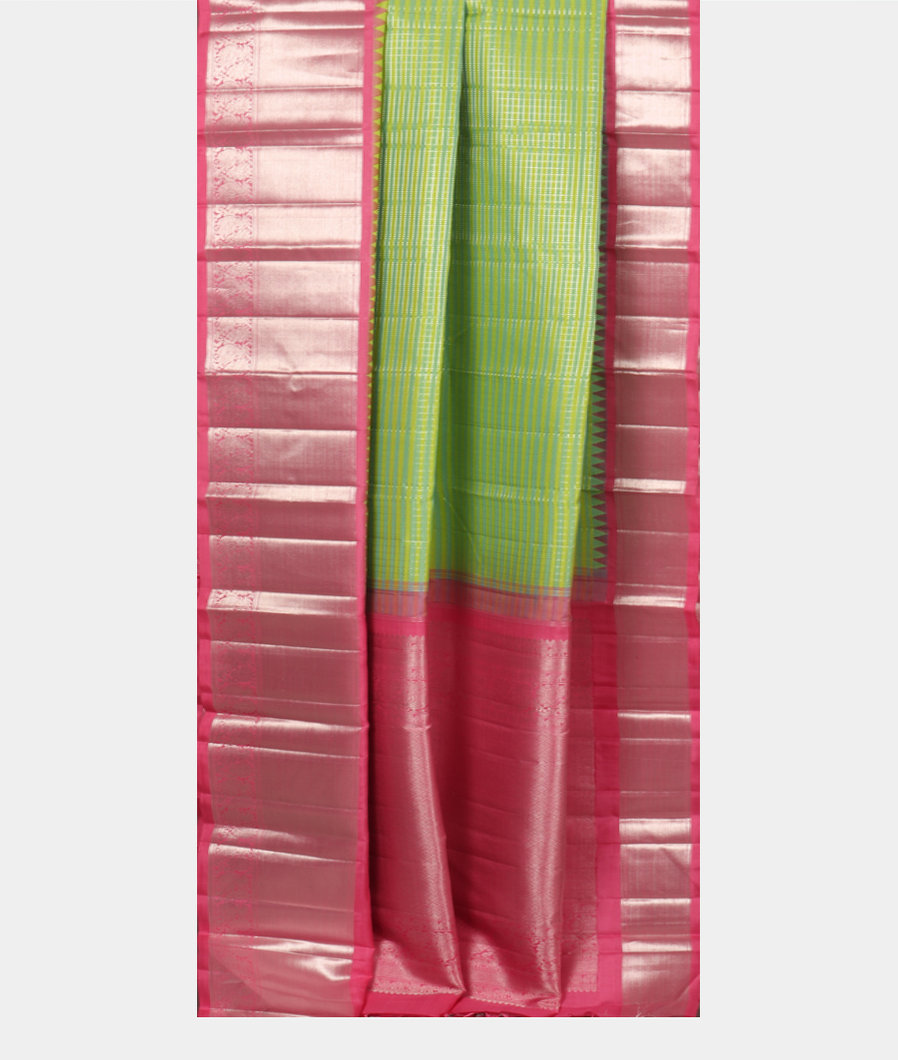 Green and Yellow Handwoven Kanjivaram Silk Saree T3676992
