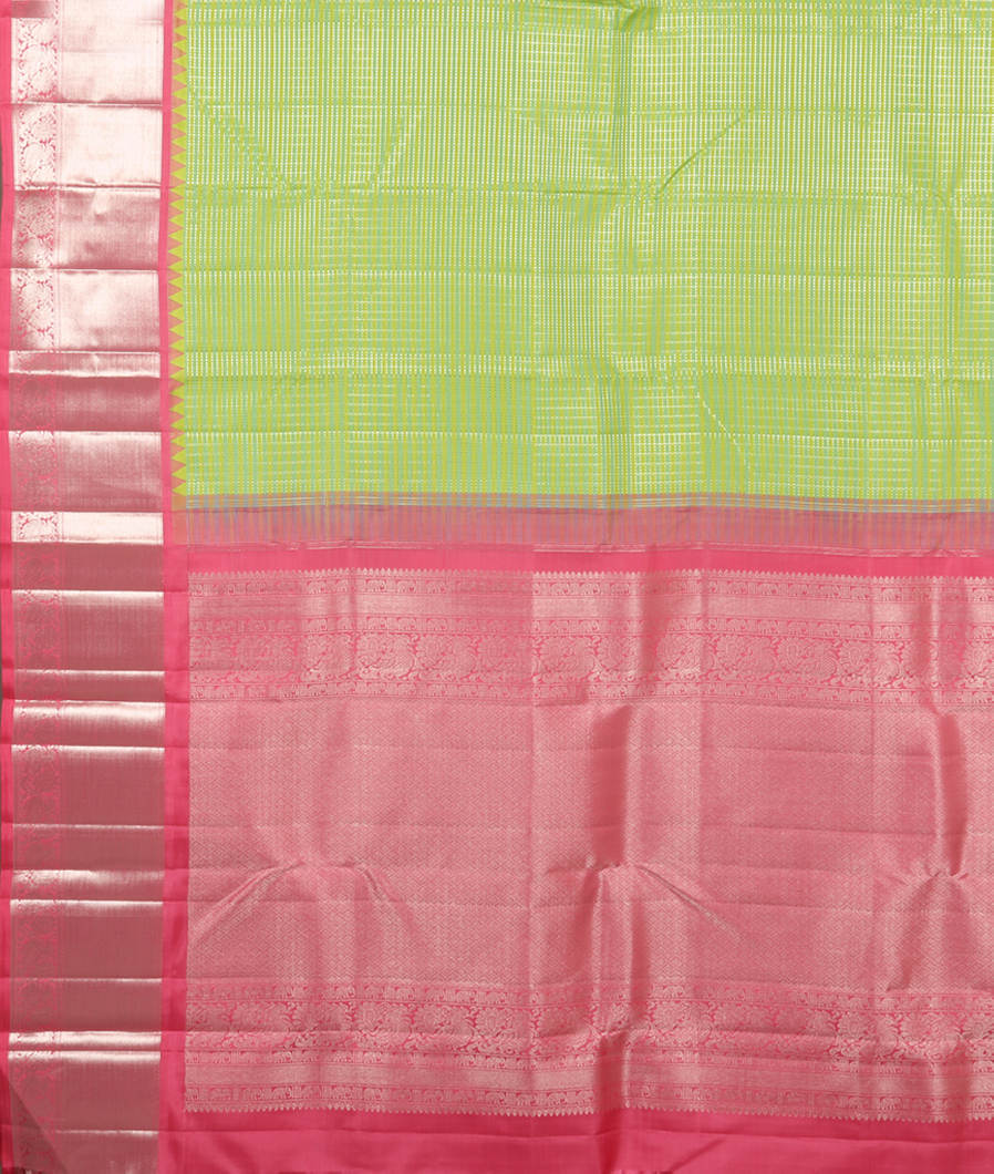 Green and Yellow Handwoven Kanjivaram Silk Saree T3676994