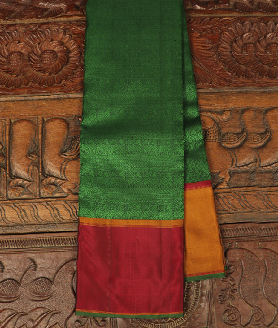 Bottle Green Handwoven Kanjivaram Silk Saree T272329-image