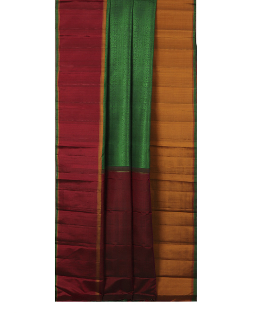 Bottle Green Handwoven Kanjivaram Silk Saree T2723292