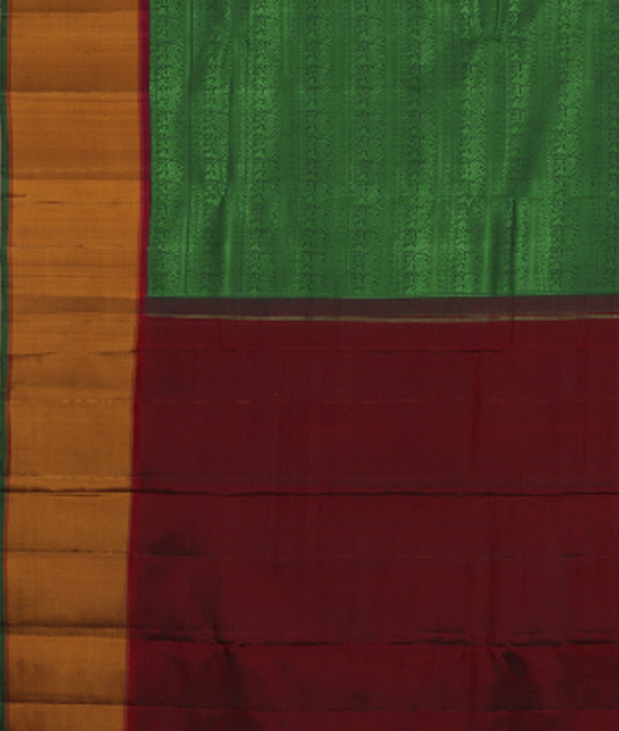 Bottle Green Handwoven Kanjivaram Silk Saree T2723294