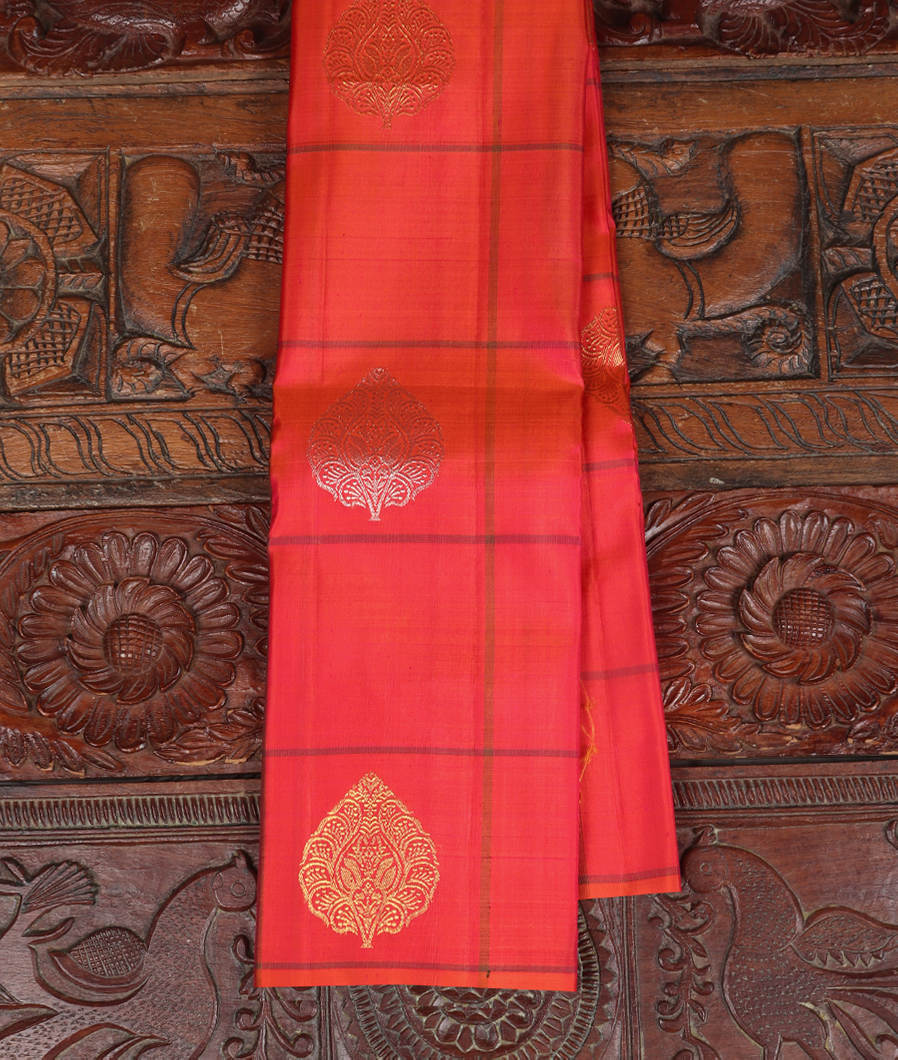 Pinkish Orange Handwoven Kanjivaram Silk Saree T374830-image