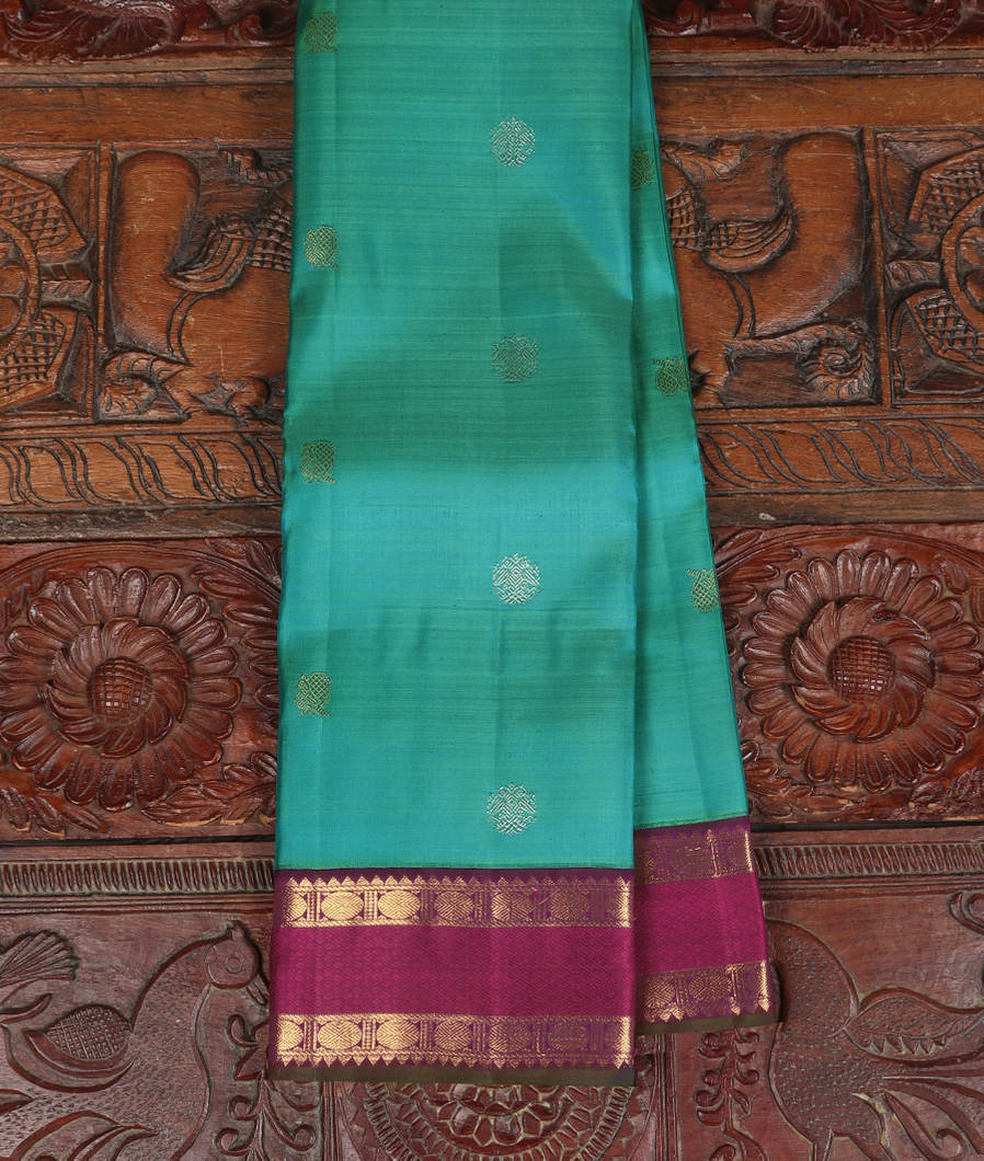 Bluish Green Handwoven Kanjivaram Silk Saree T374738-image