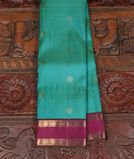 Bluish Green Handwoven Kanjivaram Silk Saree T3747381