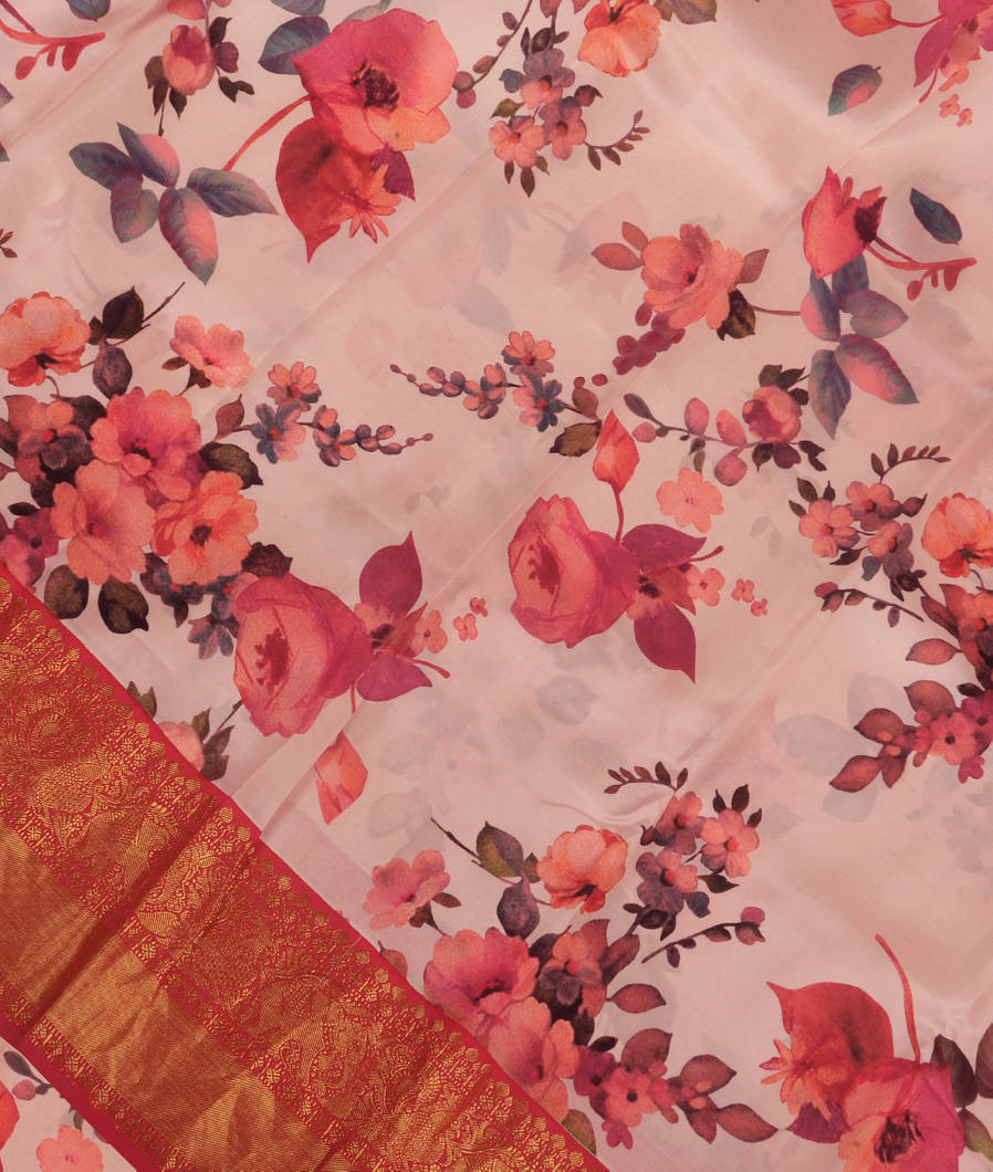 Pink Printed Soft Silk Saree T372217-image