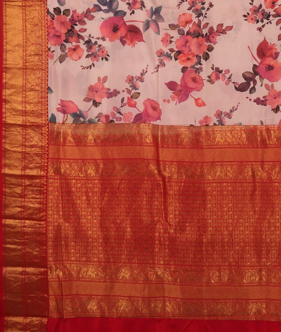 Pink Printed Soft Silk Saree T3722174