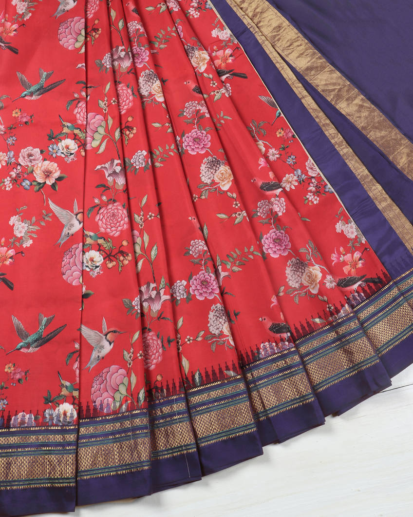 Red Printed Soft Silk Saree T3766872