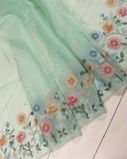 Light Green Kora Organza Embroidery Saree T3723364