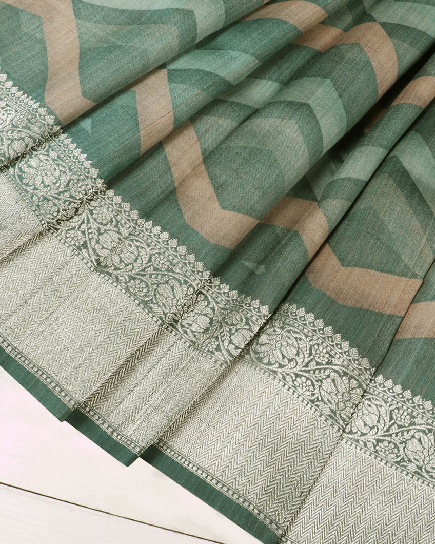 Blue Tussar Georgette Saree T3766692