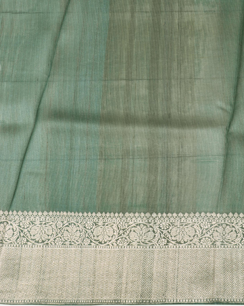 Blue Tussar Georgette Saree T3766693