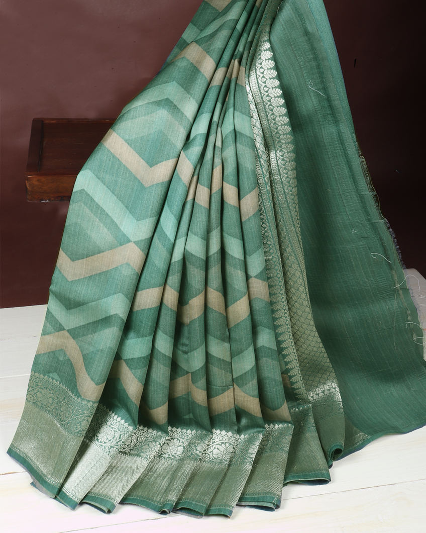 Blue Tussar Georgette Saree T3766694