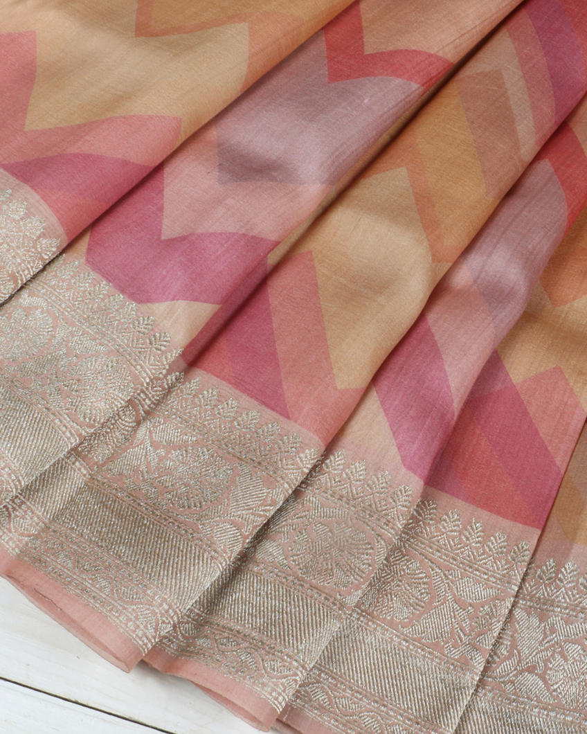 Multicolour Tussar Georgette Saree T3766712