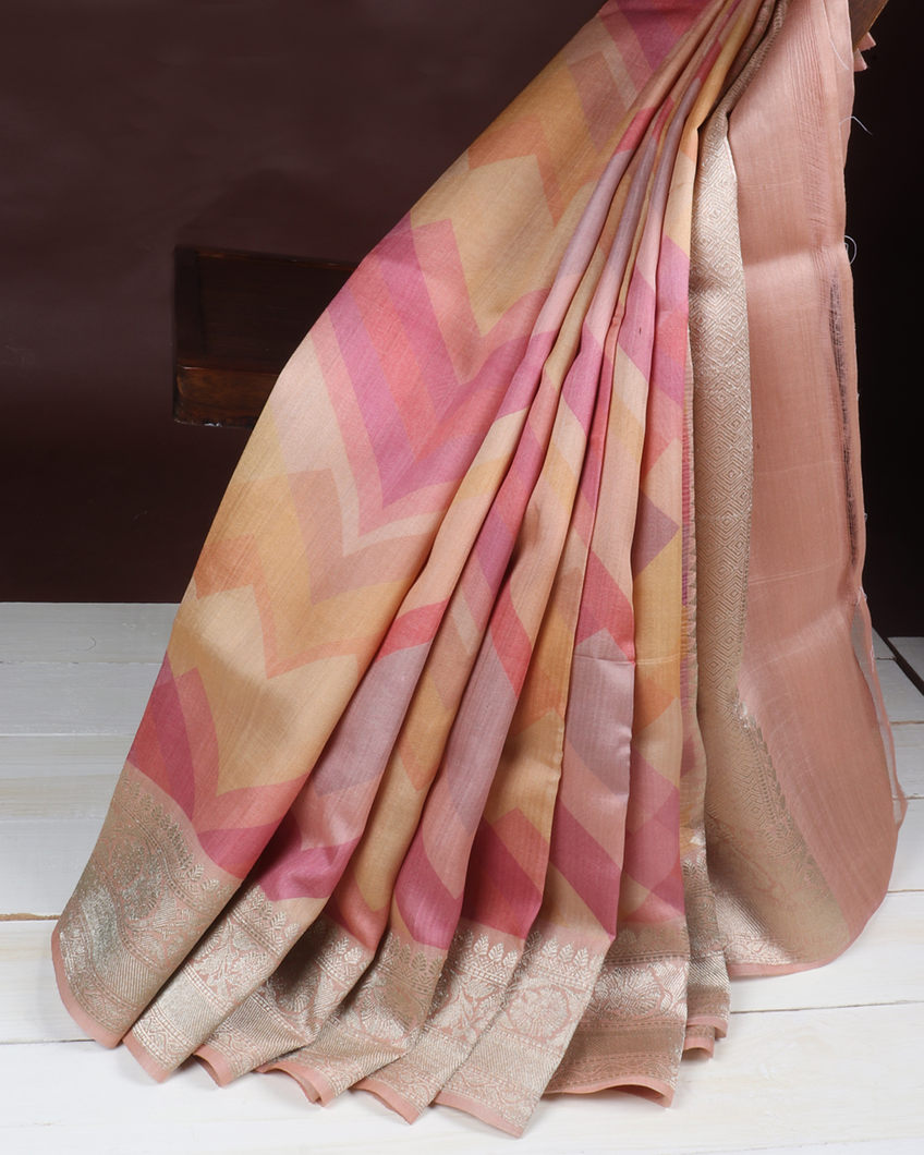 Multicolour Tussar Georgette Saree T3766714