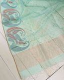 Mint Green Kora Organza Embroidery Saree T3723322