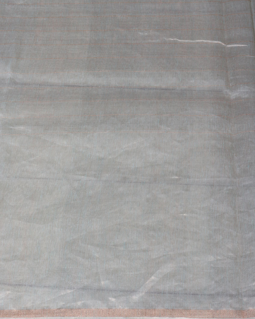 Mint Green Kora Organza Embroidery Saree T3723323