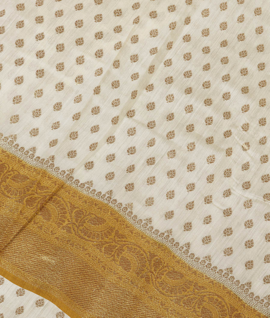 Off-White Banaras Tussar Saree T366817-image