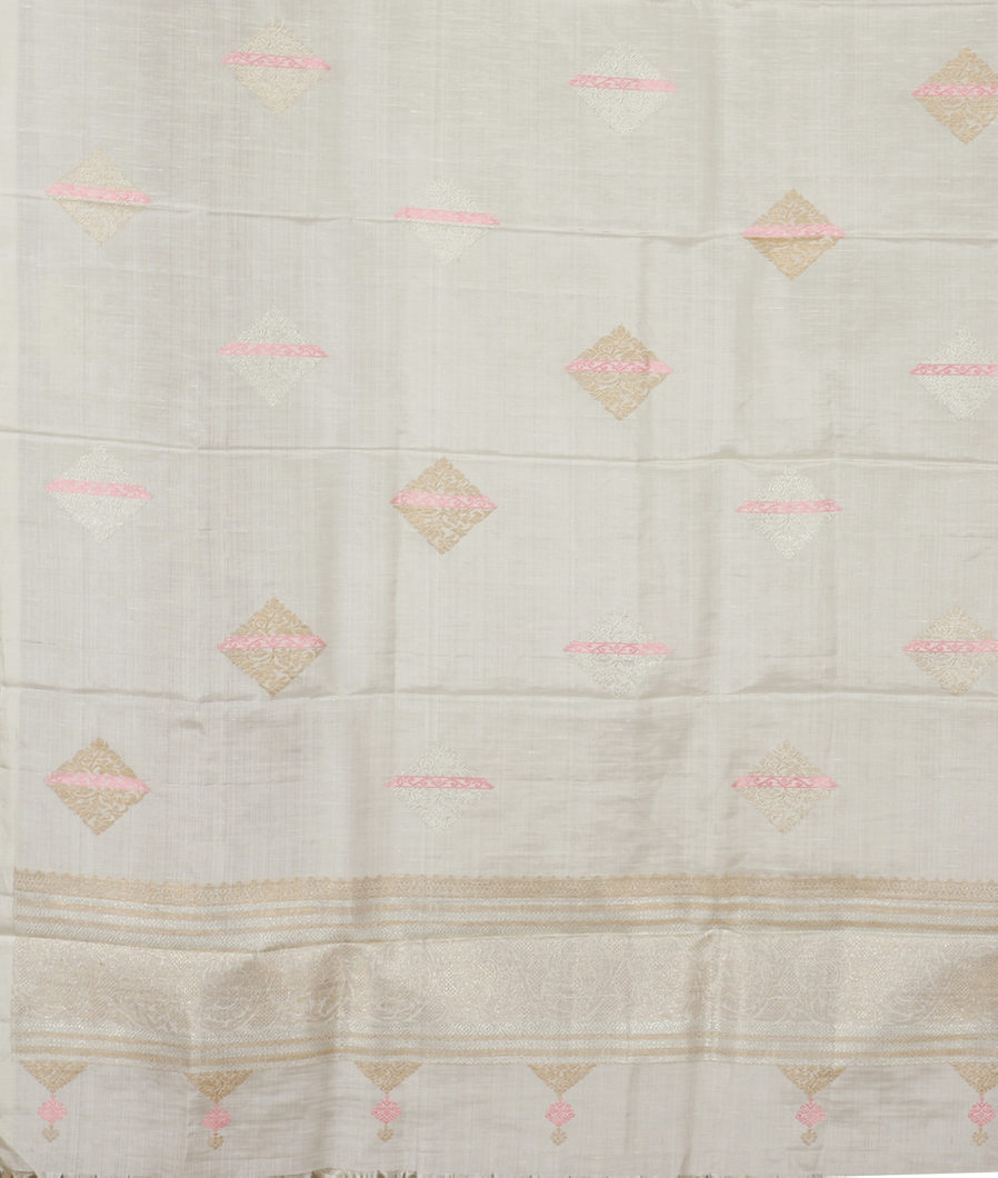 Off - White Handwoven Kanjivaram Silk Dupatta T1547313