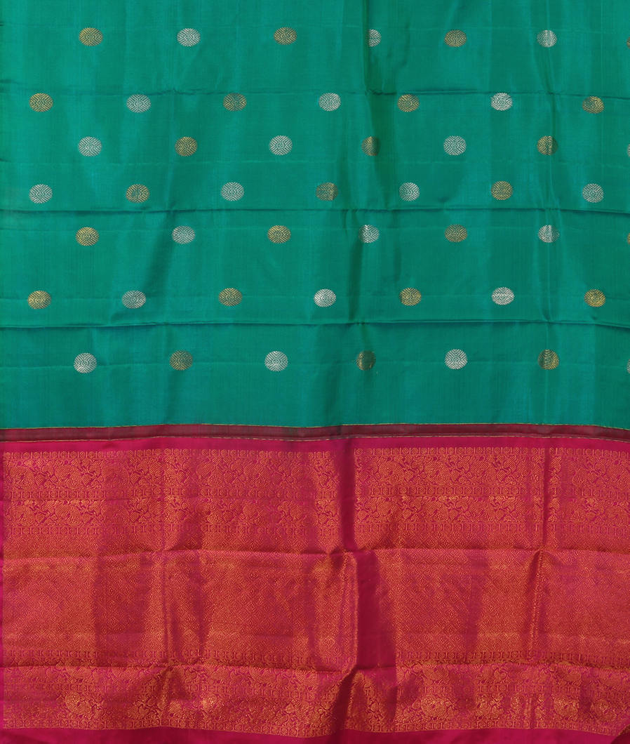 Peacock Green Handwoven Kanjivaram Silk Dupatta LH88313