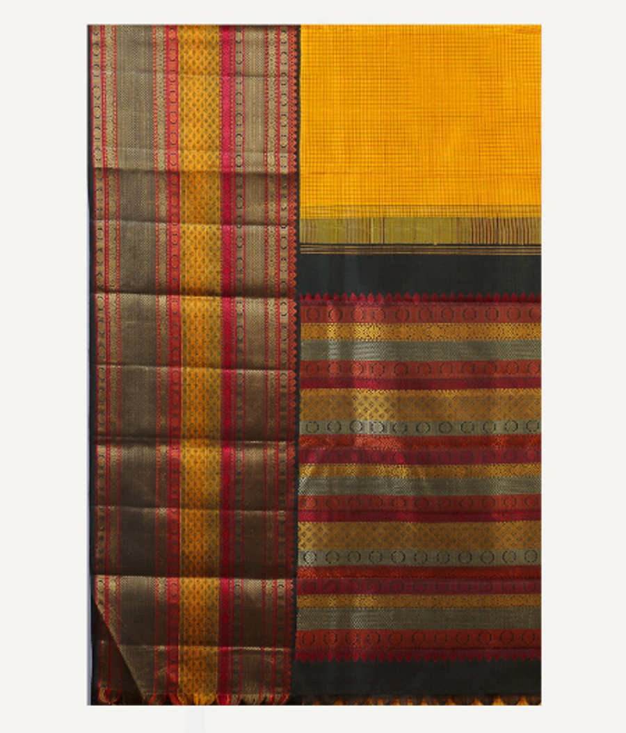 Yellow Handwoven Kanjivaram Silk Saree T3773994