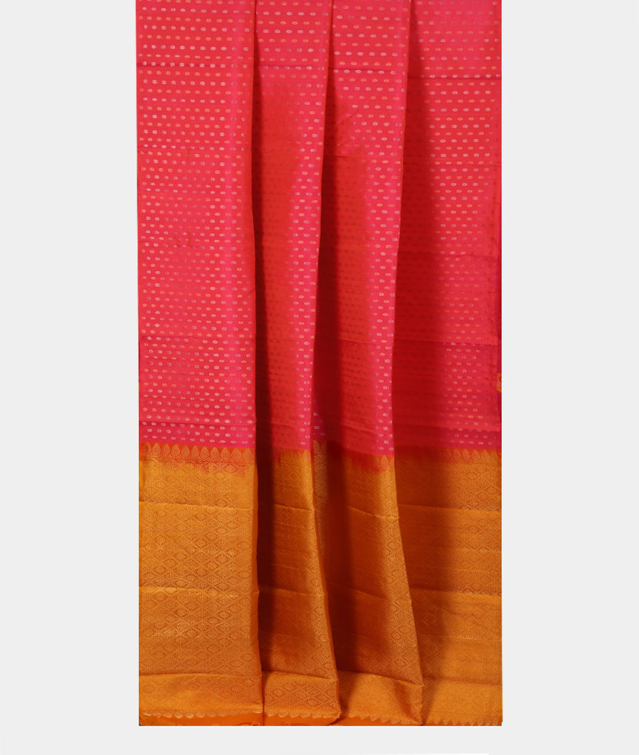 Pinkish Orange Handwoven Kanjivaram Silk Saree T3729862