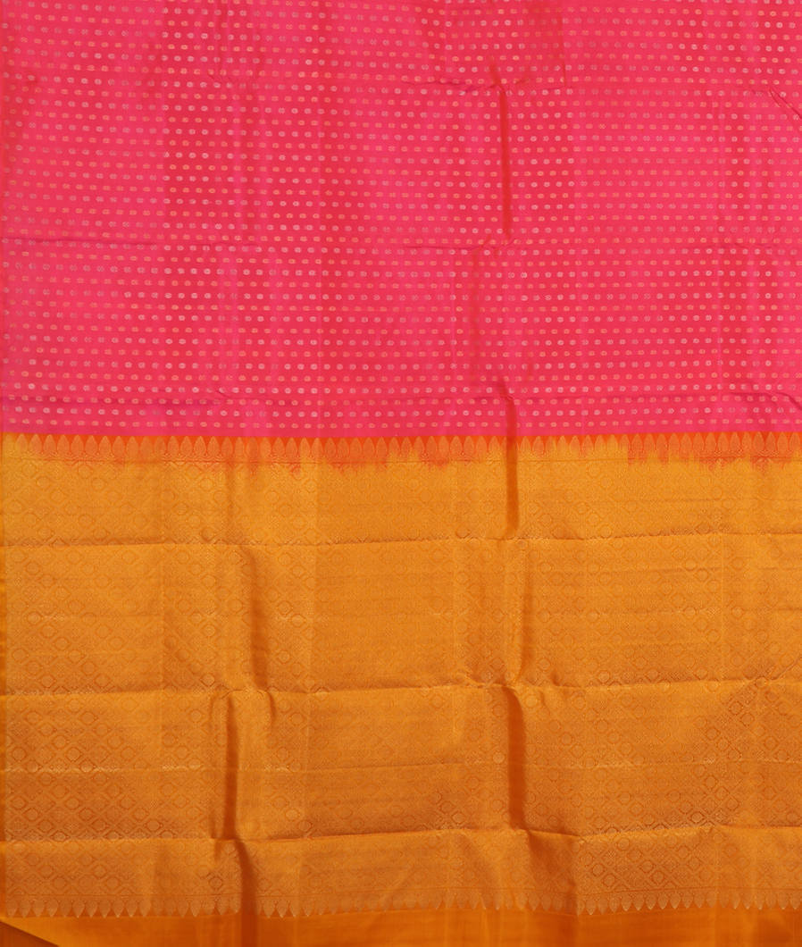 Pinkish Orange Handwoven Kanjivaram Silk Saree T3729864