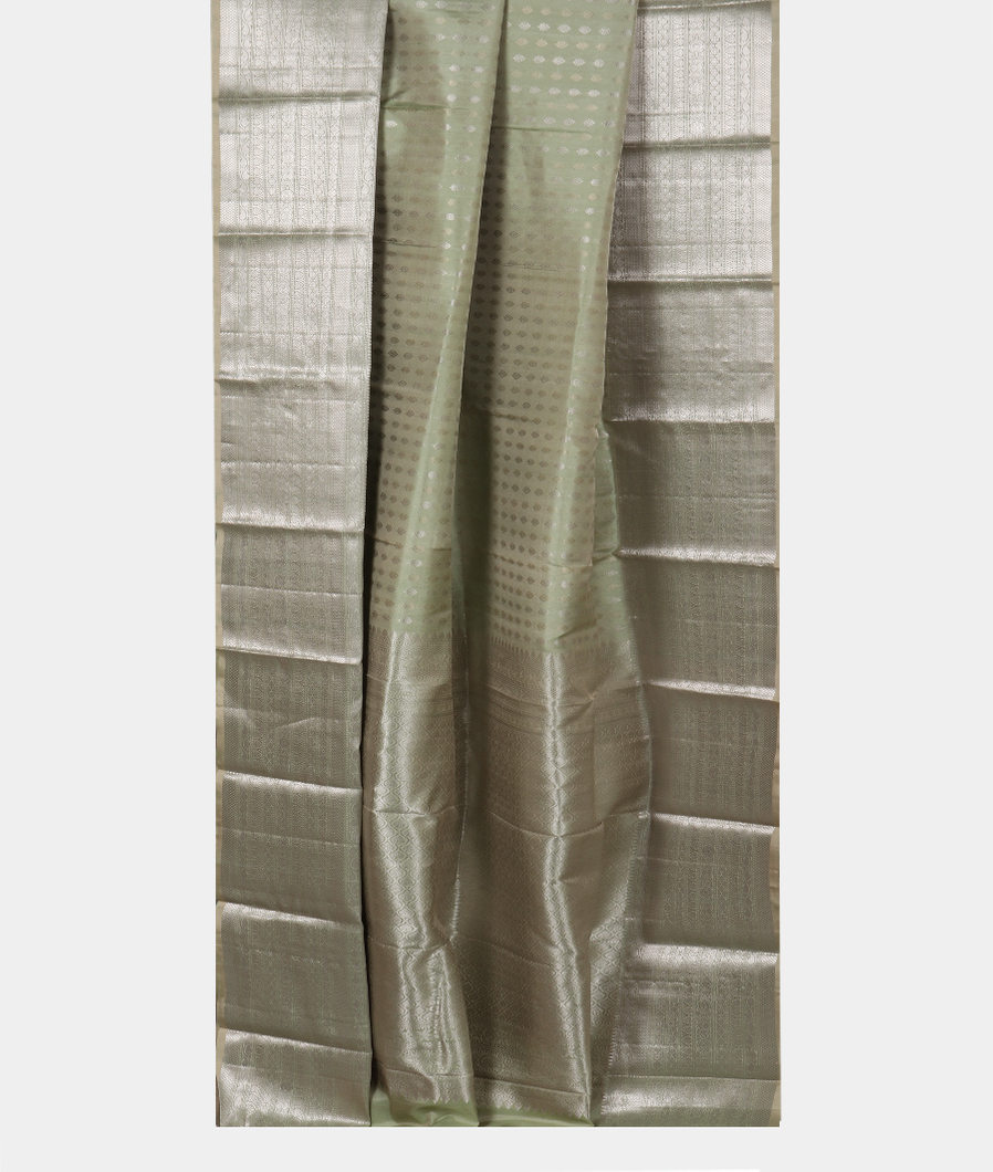 Greenish Grey Handwoven Kanjivaram Silk Saree 2