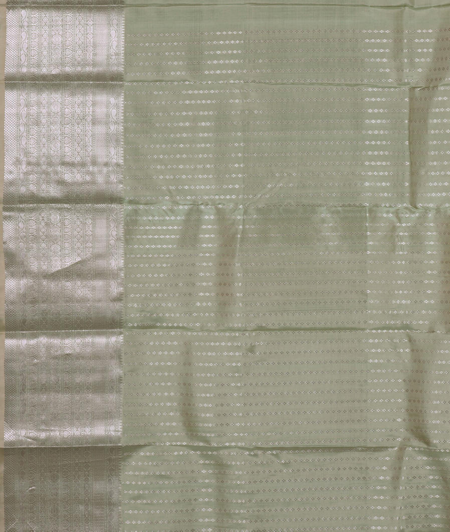 Greenish Grey Handwoven Kanjivaram Silk Saree 3