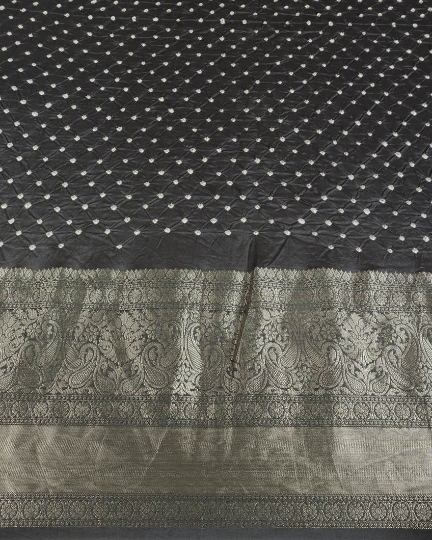 Light Khaki Bandhani Silk Saree T3754433