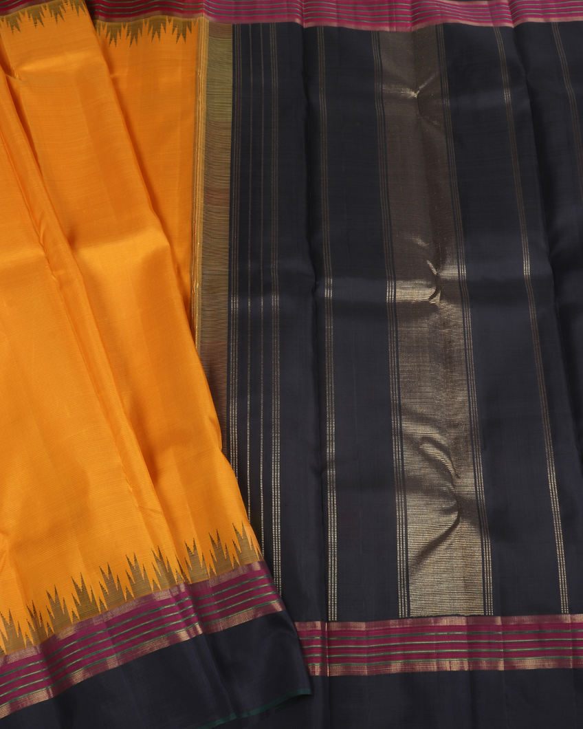 Yellow Handwoven Kanjivaram Silk Saree T3371412