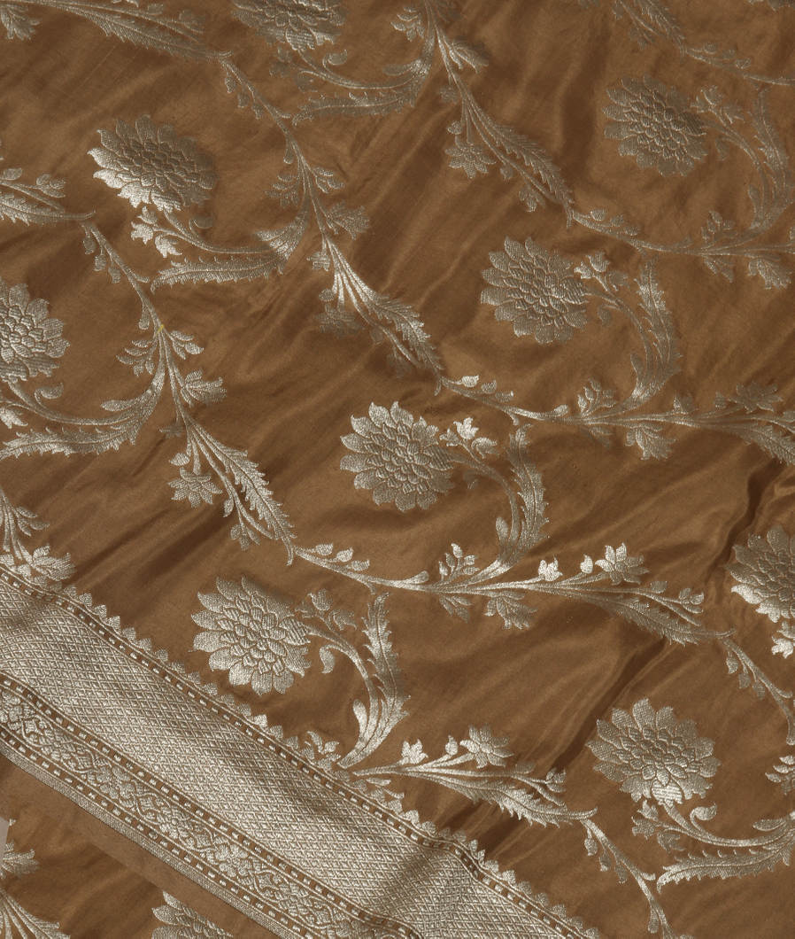 Dark Beige Banaras Silk Saree T300921-image