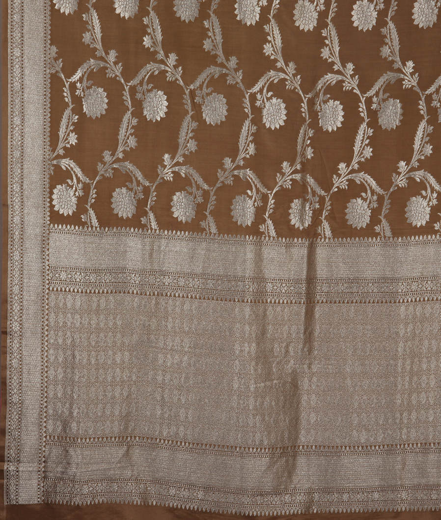 Dark Beige Banaras Silk Saree T3009214