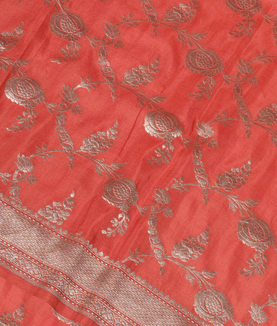 Peach Banaras Silk Saree T349394-image
