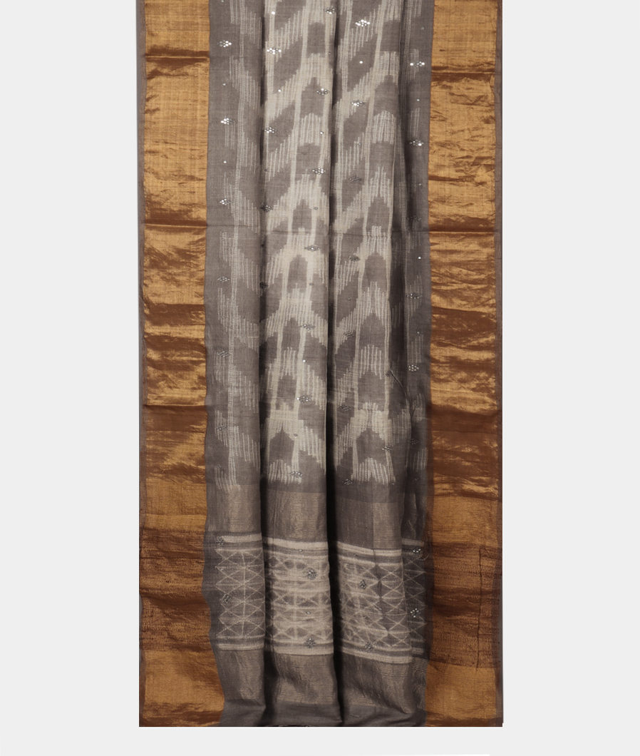 Grey Tussar Printed Saree T3727082