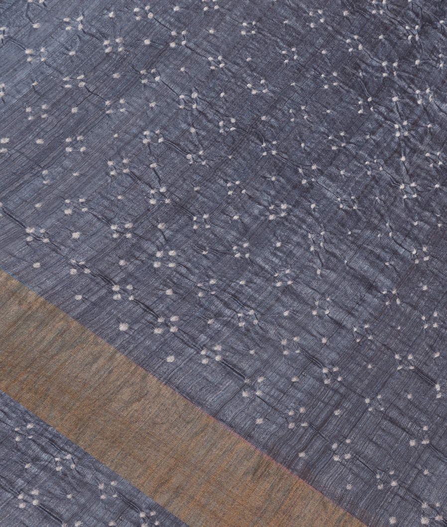 Bluish Grey Bandhani Matka Tussar Saree T376900-image