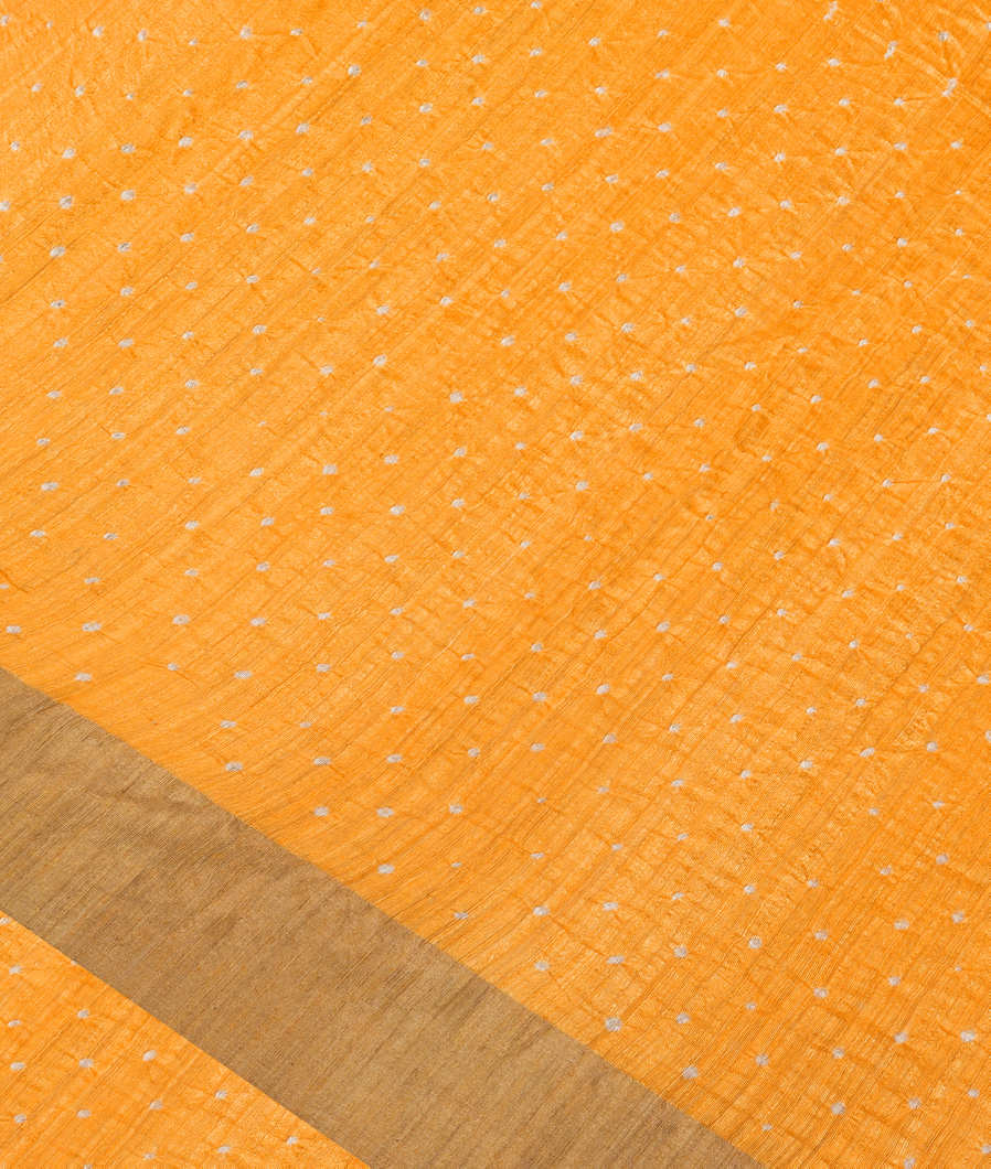 Yellow Bandhani Matka Tussar Saree T376890-image