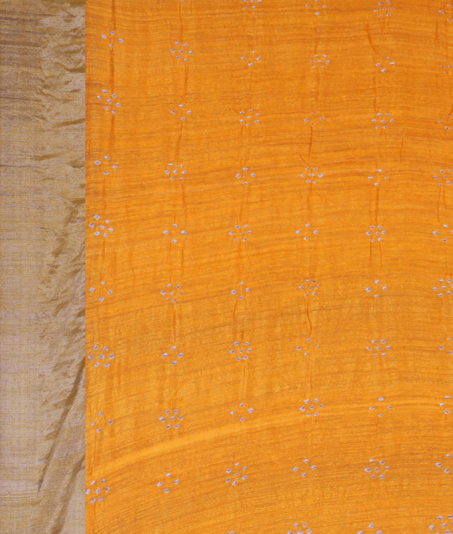 Yellow Bandhani Matka Tussar Saree T3768903