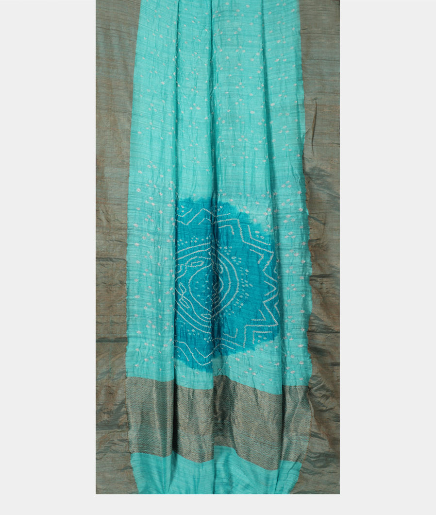 Blue Bandhani Matka Tussar Saree T3768962