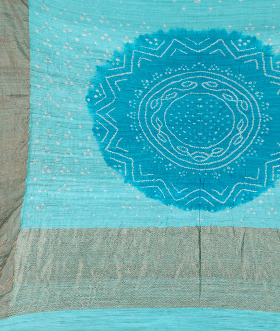 Blue Bandhani Matka Tussar Saree T3768964