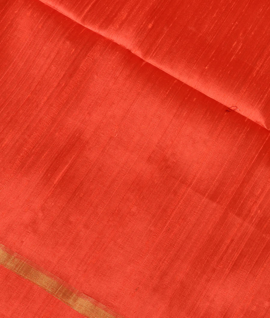 Coral Peach Woven Raw Silk Saree T326941-image