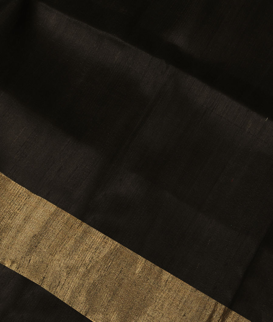 Black Woven Raw Silk Saree T340290-image