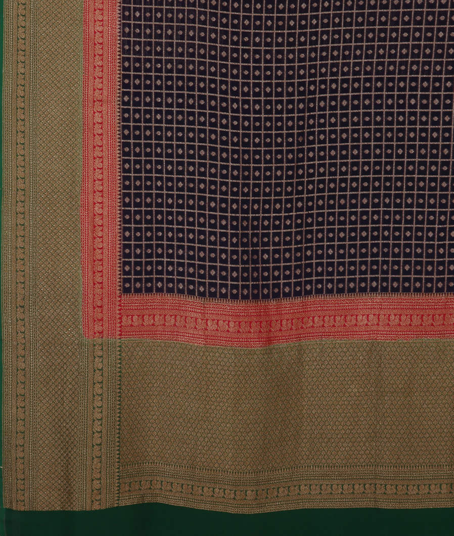 Blue Banaras Georgette Silk Saree T3768394