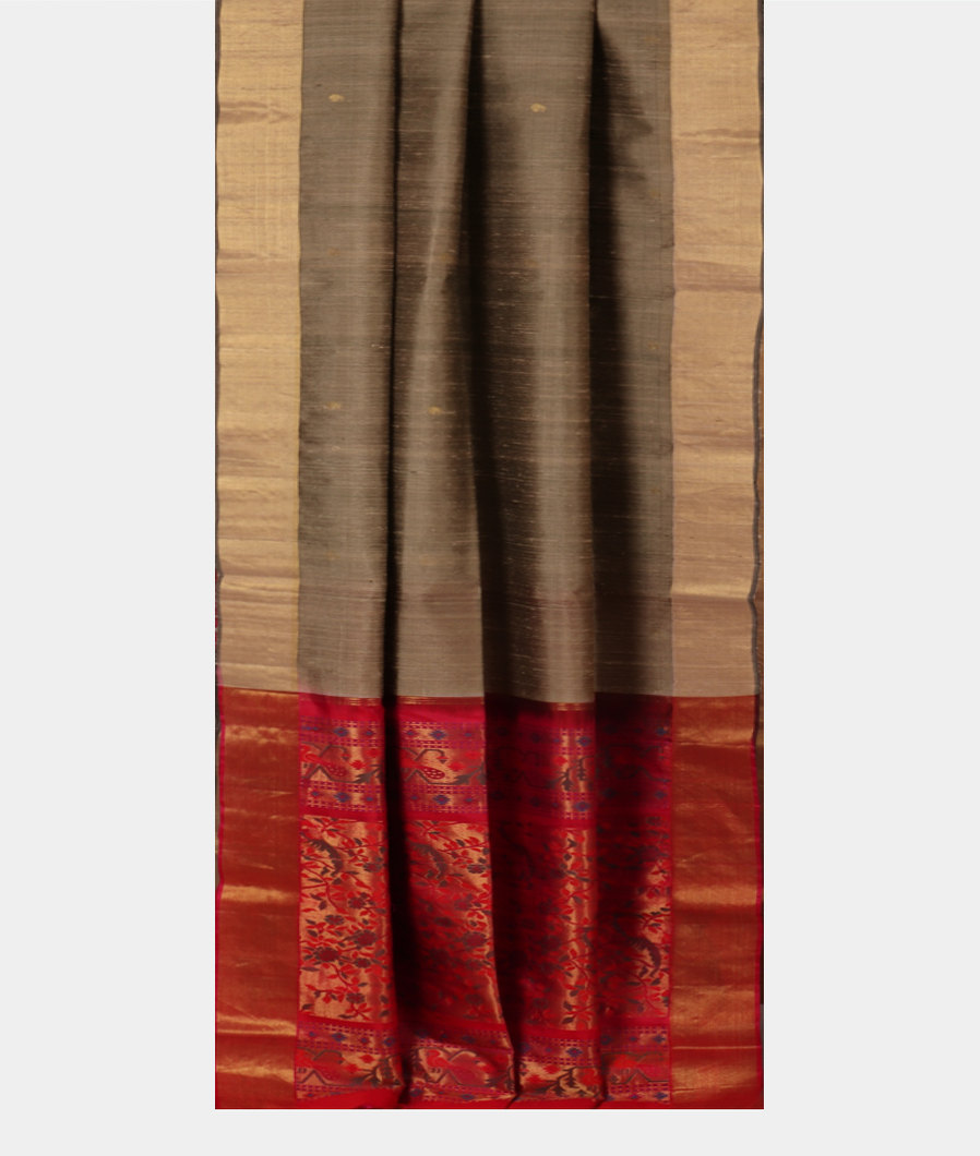 Grey Woven Raw Silk Saree T3403222