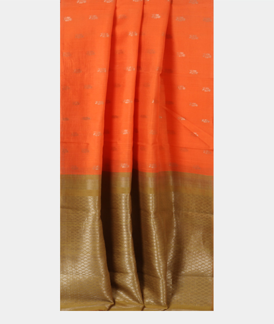 Orange Woven Raw Silk Saree T2824002