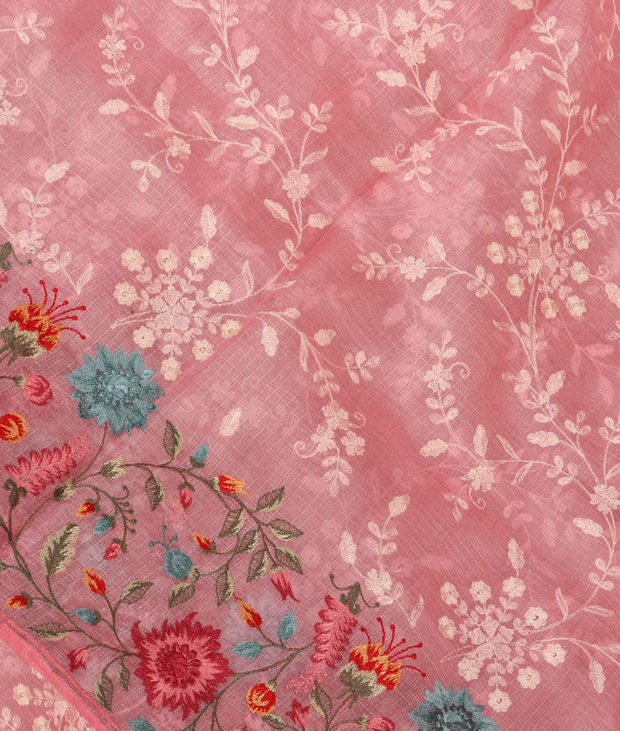Pink Silk Kota Embroidery Saree T285606-image
