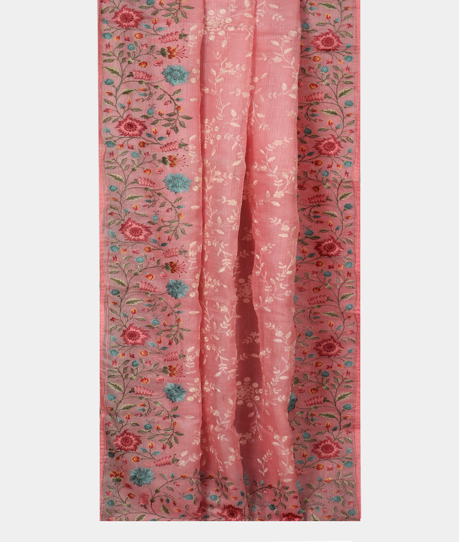Pink Silk Kota Embroidery Saree T2856062