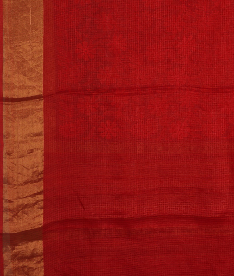Red Silk Kota Embroidery Saree T3764213
