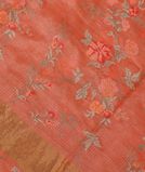 Peach Silk Kota Embroidery Saree T3523211